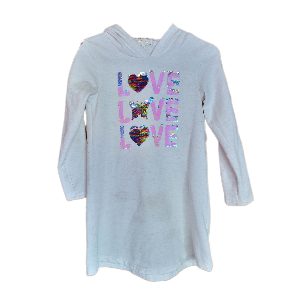 L💜VE Bkind Tan Heather Hooded Dress woth Sequin, Girl's Size 8